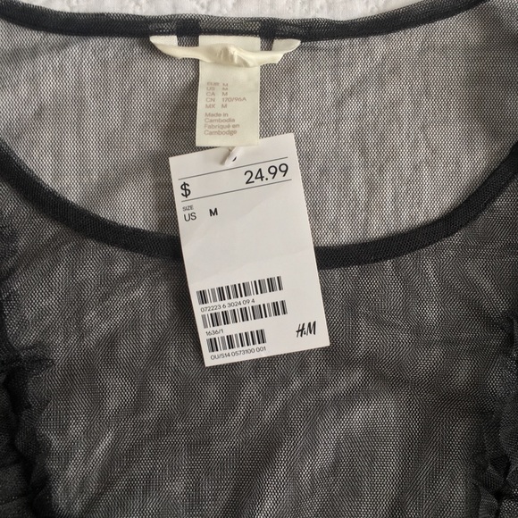 H&M Sheer Mesh Top Black NWT - Picture 2 of 4